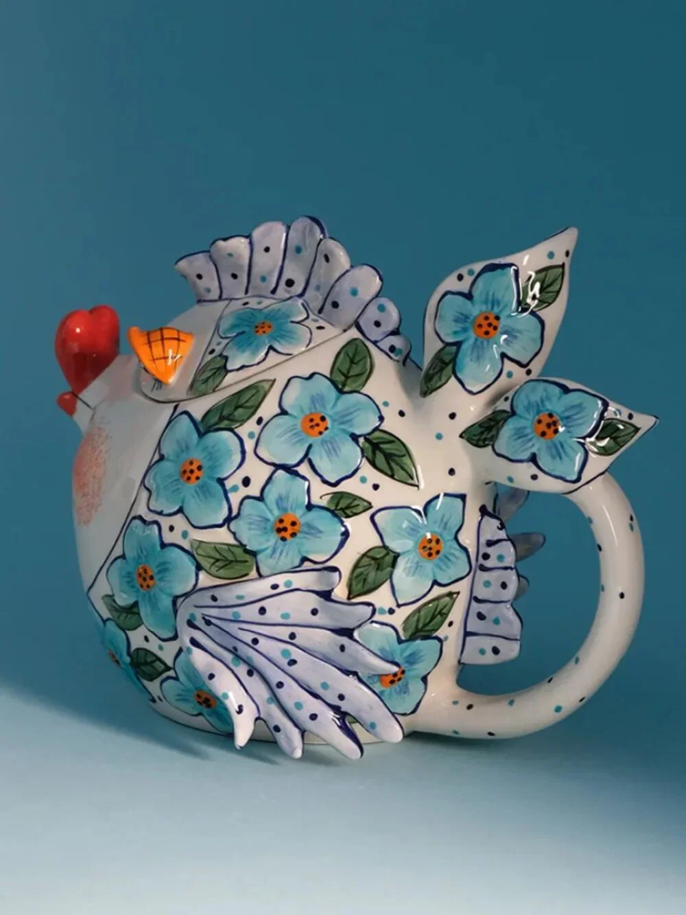 Bluesky Clayworks Teapot Flower Fish